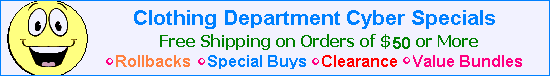 Clothing Department Online Cyber Sale Specials